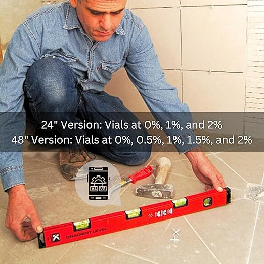 Kapro - 105 Topgrade Gradient Box Level - with Slope Measurements - Features Pre-Set Sloped Vials, Rubberized End Caps, Finely Milled Precision Surface - Hand Calibrated - Aluminum - 48 Inch