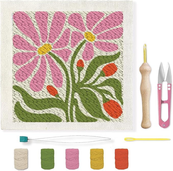 BEUNITONE Flower Beginners Punch Needle kit Handcraft Embroidery Starter Kits by BEUNITONE