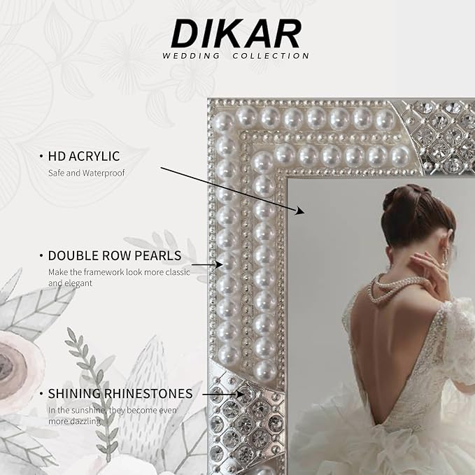 DIKAR 5x7 Picture Frame with Pearl and Crystal Decor - Image 3