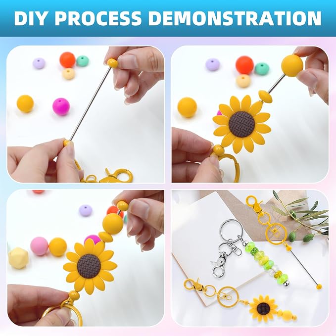20 Pcs Beadable Keychains Bulk Kit – DIY Keychain Making Supplies - Image 4