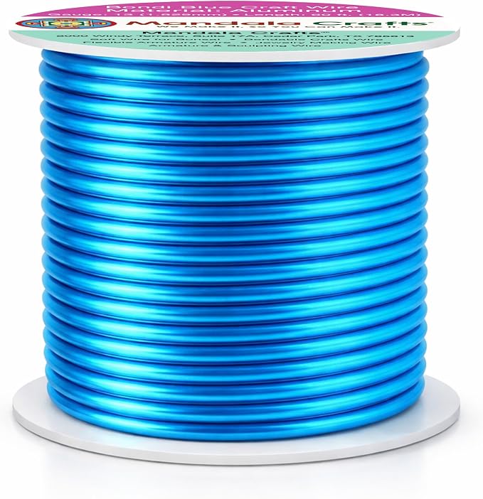 Mandala Crafts 13 Gauge Bondi Blue Anodized Aluminum Craft Wire, 60 FT | Colored - Image 2