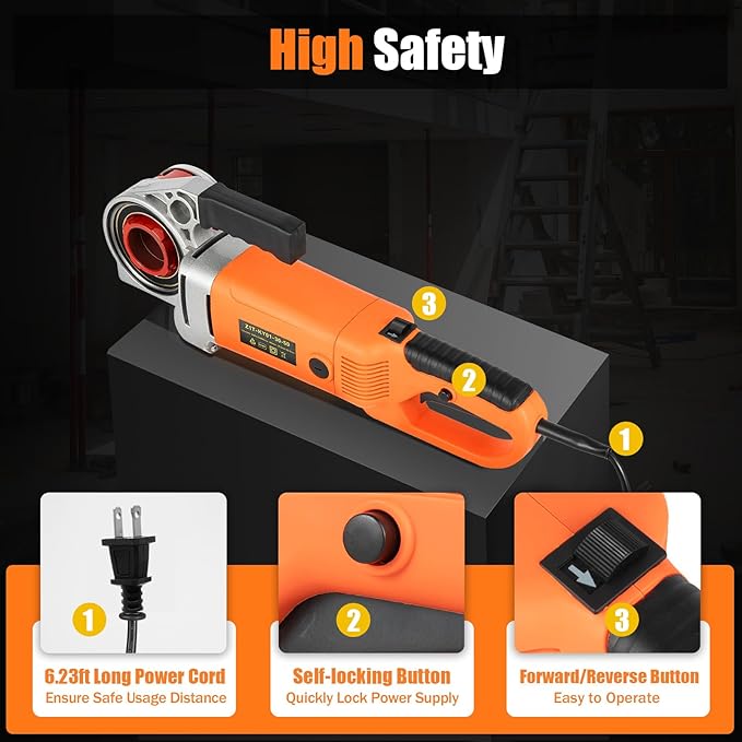 110V Electric Pipe Threader with 6 Dies 1/2"-2", Portable Pipe Treading Machine with All-copper Motor, Hand-held Pipe Treading Kit with Carrying Case for Galvanized pipe, Iron & Steel Pipes, 2300W