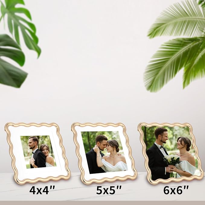 Gold 6x6'' Wave Design Photo Frame - Image 3