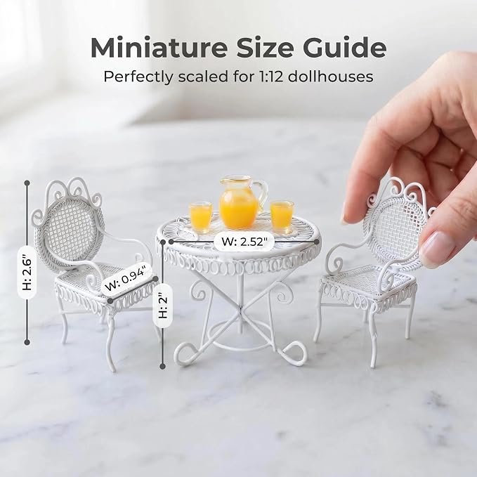 6 PCS Miniature Vintage Bistro Table & Chairs - Image 7