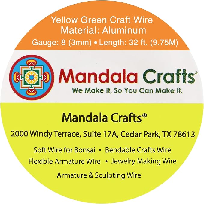 Mandala Crafts 8 Gauge Yellow Green Anodized Aluminum Craft Wire, 32 FT | - Image 3