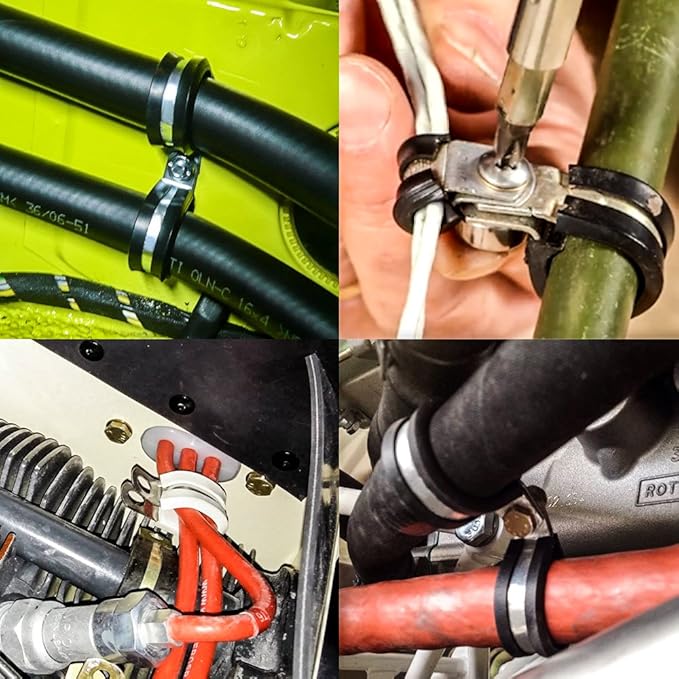 LOKMAN 20 Pack 1-1/4 Inch Stainless Steel Cable Clamp, Rubber Cushioned Insulated Clamp, Conduit Wire Holder Strap Clips for Tube, Pipe or Wire Cord Installation