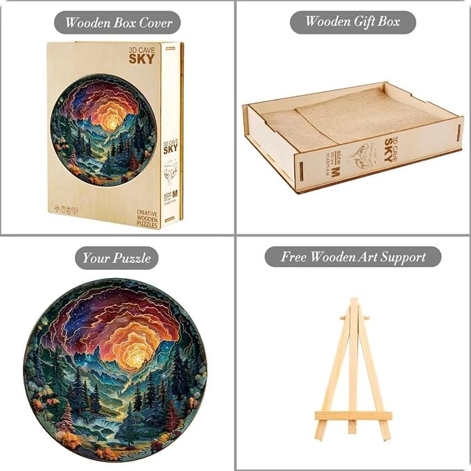 Wooden Puzzles for Adults, 3D Cave Sky Wooden Puzzles 300 Pieces, Unique Animal - Image 4
