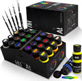 HUAL Acrylic Paint Set With 5 Brushes, 24 Colors by HUALART