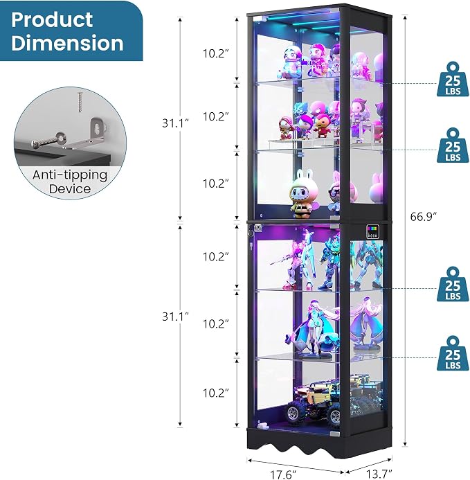 Dystler 2 Pack Glass Display Cabinet - Image 2