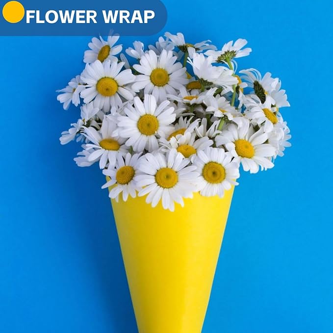 Yellow Wrapping Paper, Anniversary, Bouquet Flower Packing 80GSM 55LB - Image 5