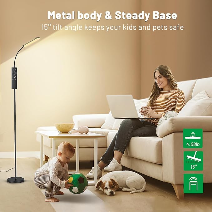 Yikuneng Dimmable LED Floor Lamp, Super Bright Reading Lamps Floor Standing lamp - Image 7