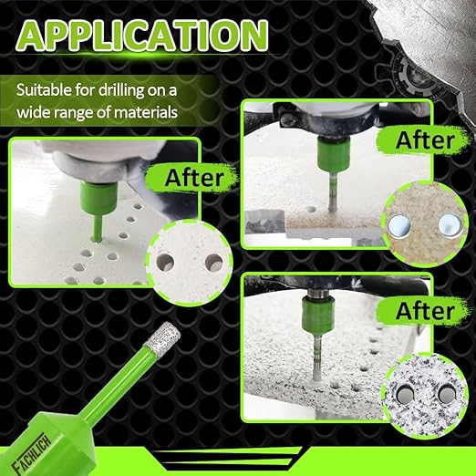 Diamond Core Drill Bits,2pcs 3/8" 10mm Ceramic Tile Drill Bits Vacuum Brazed Diamond Hole Saw for Porcelain Tile,Granite,Marble,Concrete,Masonry,Brick