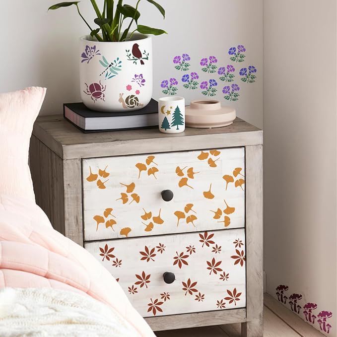 72 Pcs Botanical Stencils Set, Reusable Butterfly & Flower Painting Templates - Image 4