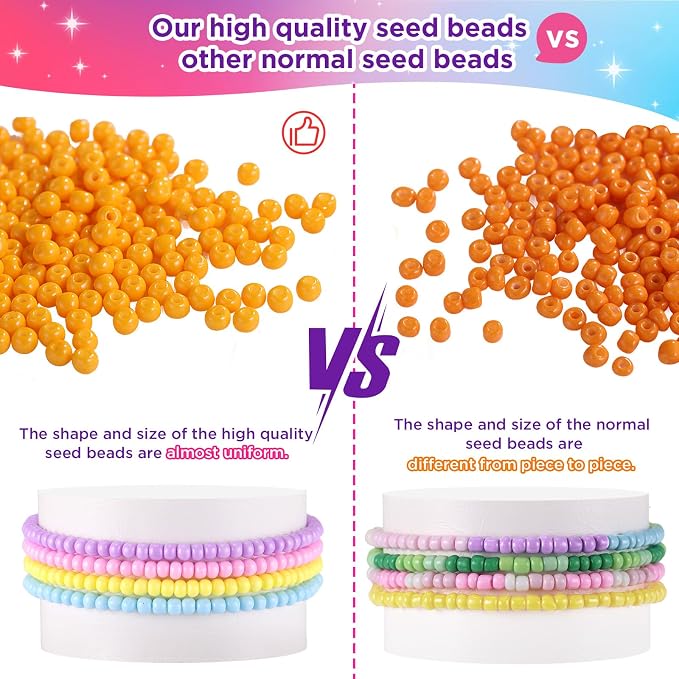 Funtopia 3mm Seed Beads Uniform, 39 Colors 8200pcs Small Beads - Image 2