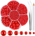 NACHLYNN 6480 Pcs Flat Back Pearl 7 Sizes Red Half Round Beads by Createyourownlifestory
