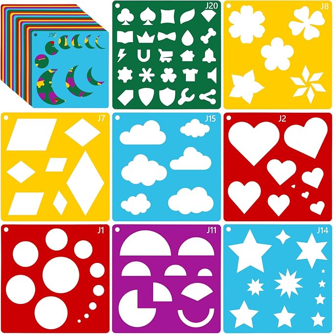 Peohud 40 Pieces Geometric Shaped Stencils, Simple Drawing Chalk Stencils by Peohud