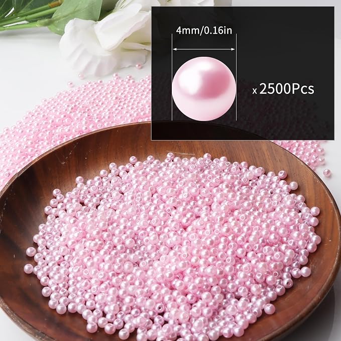 2500pcs Pink 4mm Pearl Beads - Image 2