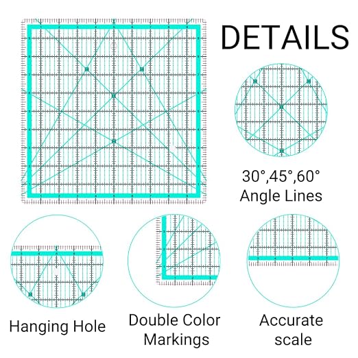 5 Quilting Rulers, Square Ruler Quilting Templates - Image 2