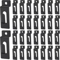 30Pcs Slatwall Utility Notch Hooks, Slat Wall Picture Display Hooks Hanger Panel Shelf Pegboard Slatwall Accessories for Photo Frame Painting Arts Hanging Home Office (Black)