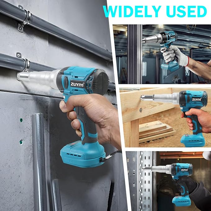 Cordless Rivet Gun Tool Compatible with Makita 18V Battery(No Battery), Electric Automatic Pop Rivet Gun, Brushless Blind Riveter Kit for 3/32", 1/8", 5/32", 3/16"