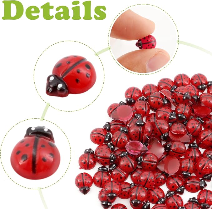 120PCS Mini Luminous Ladybug, Tiny Resin Ladybug Miniature Figurines, Glow in - Image 5