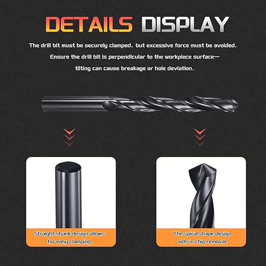 Drill Bit, 11.5mm Cutting Diameter, 4241 HSS Nitriding Black 118° Cutting Angle Versatile Jobber Bits - (Applications: for Drilling Plastic Wood Soft Metal), 10-Pieces