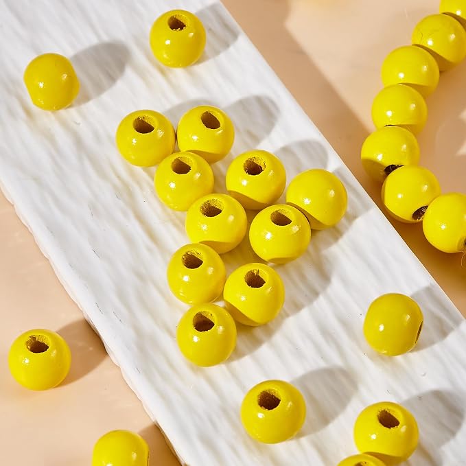 240Pcs Yellow Wood Beads 16mm for Craft Large Hole Wood Beads for Craft - Image 7