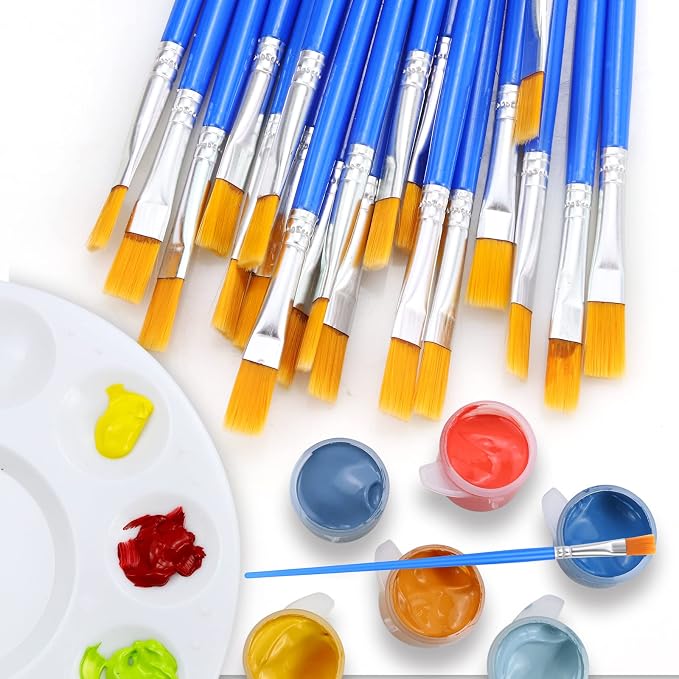 AROIC 180pcs Flat Paint Brushes Set, Small Brushes Bulk Nylon Hair - Image 2