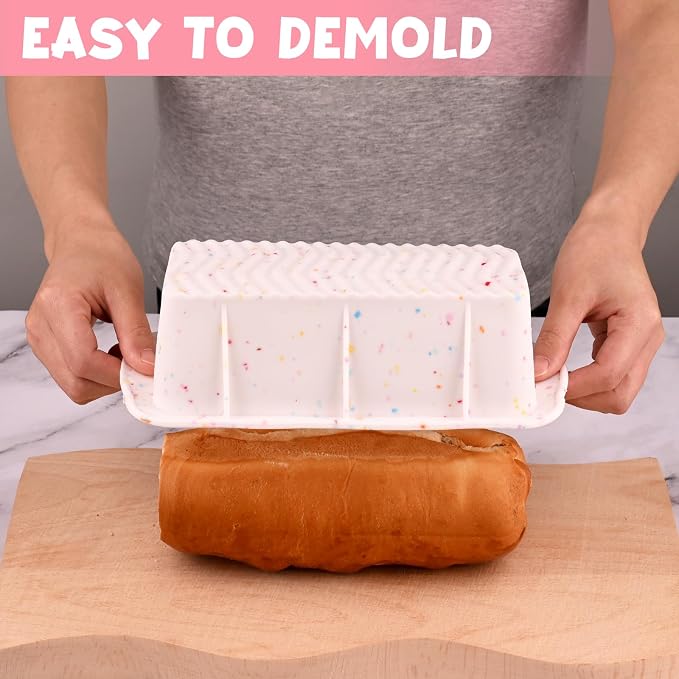 Sakolla 2 Pack Silicone Bread Loaf Molds, Nonstick Easy Release Rectangle - Image 2