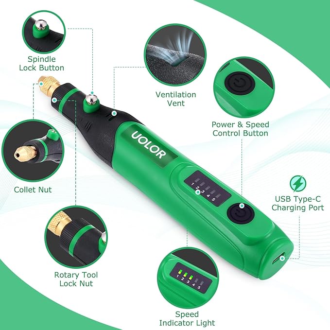 Mini Cordless Rotary Tool, Polishing Kit with 158 Accessories, Multi-Purpose Power Rotary Multi Tool for Polishing, Engraving, Sanding, Drilling, Etching, Cutting Grinding DIY Crafts