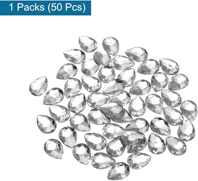 MECCANIXITY 50PCS Flat Back Acrylic Teardrop Gems 18x25mm Artificial Rhinestones - Image 3