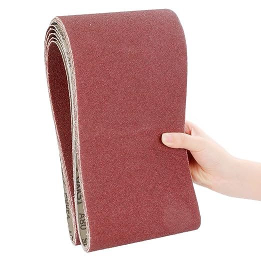 6 x 48 inch Sanding Belts 80 Grits 5 Pack Belt Sander Paper Belt Sander Belts Aluminum Oxide Sanding Belt for Belt Sander Knife Sharpening Woodworking Metal Glass Polishing