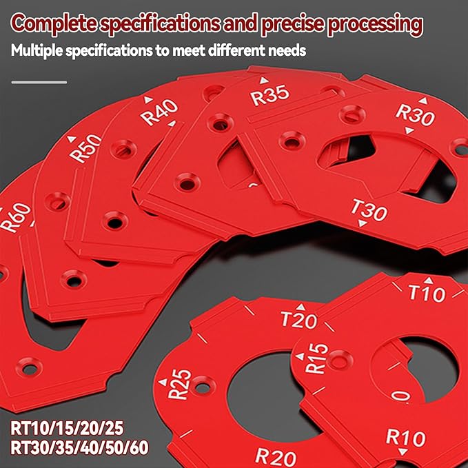 7pcs Radius Jig Router Template, 3 in 1 Corner Radius Routing Template Quick Jig Router Bit Templates Arc Cutting Auxiliary Tool R10 T10 R15 R20 T20 R25 R30 T30 R35 T35 R40 T40 R50 T50 R60 T60