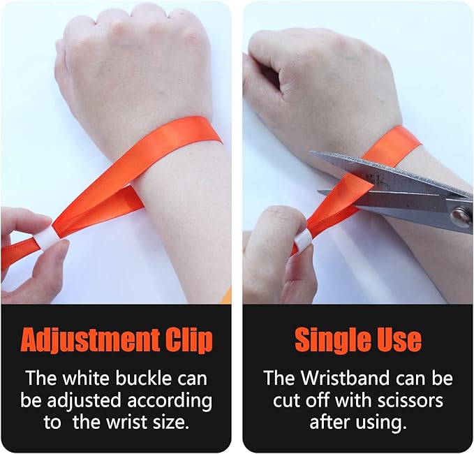 100 Pcs Cloth Event Wristbands, Event Wristbands, Colored Wrist Bands for Events, for Lightweight Concert Wrist Strap for Activities, Party Bracelets for Events (Color : Orange)