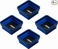 AMM Magnetic Tray, 4PC Foldable Magnetic Tool Tray Set for Bolts Screws Nuts & Small Metal Parts, Mechanic Tool Present for Men, 4.5 Inch Square (4PC, Blue)