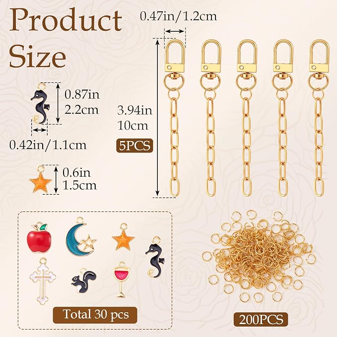 Hzopcw 235pcs Multicolor Keychain Making Kit, Swivel Snap Hook Chains - Image 2