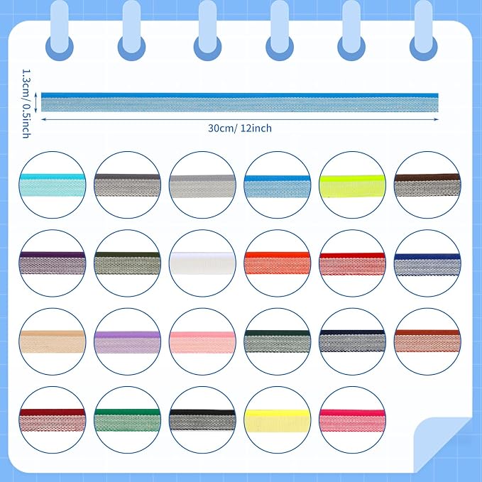 24 Pieces Book Binding Endbands 12 Inch 24 Colors Book Headband | Cotton - Image 2