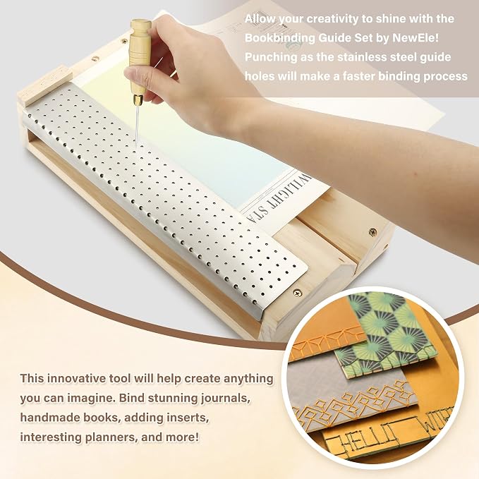 Bookbinding Punching Cradle Set, Includes Dual-Use Piercing Guide, - Image 3