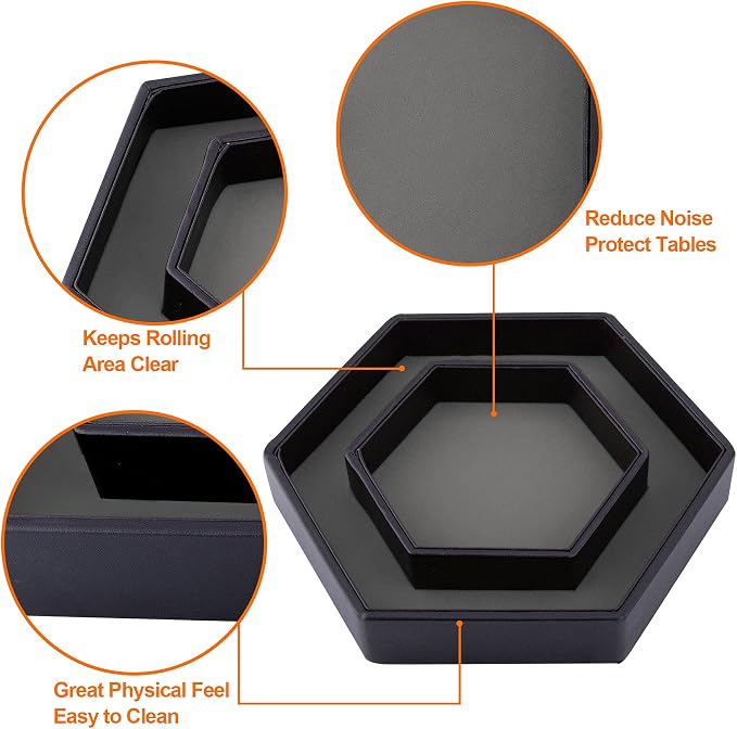 SIQUK Dice Tray with Lid Hexagon Dice Rolling Tray Dice Holder - Image 2