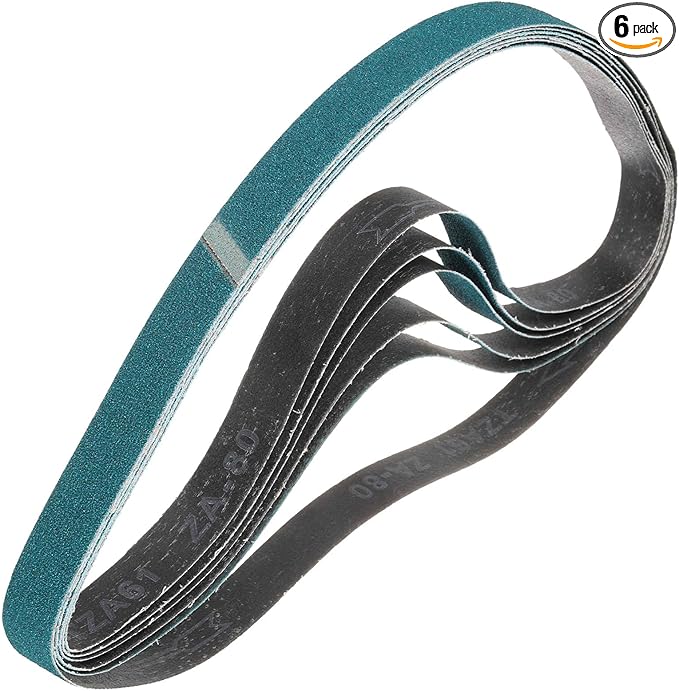 HARFINGTON 2 x 48 Inch Sanding Belts, 6 Pcs 80 Grit Zirconia Abrasive Belt Sander File Belt for Woodworking, Metal Polishing, Knife Sharpener