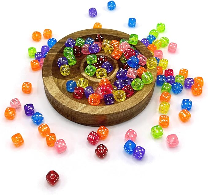 120PCS Transparent Colorful Dice Beads, Fun Dice Shaped Acrylic Beads - Image 5