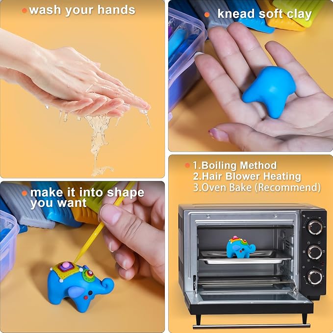 Ixiaoyoo 51 Colors Polymer Clay, Oven Bake DIY Modeling Clay - Image 9