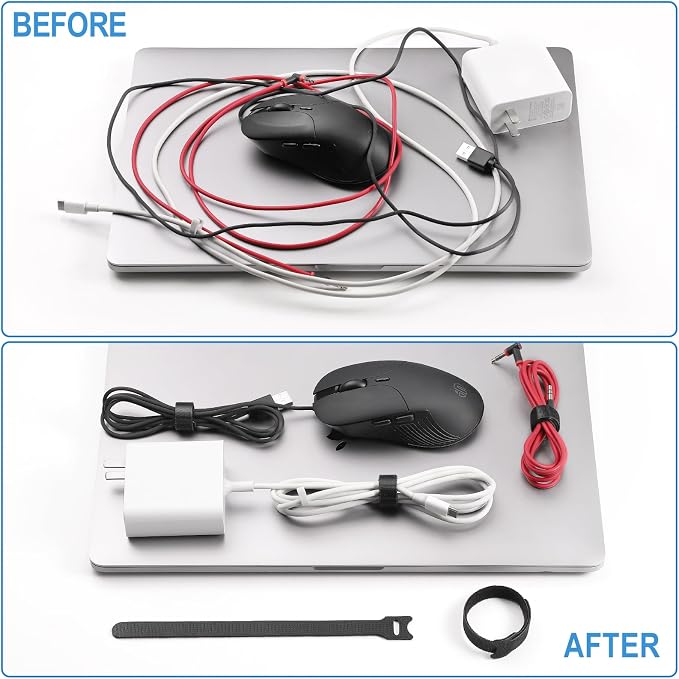 100 PCS 8 Inches Reusable Cable Ties | Adjustable Cord Wraps, Cable Straps | - Image 3