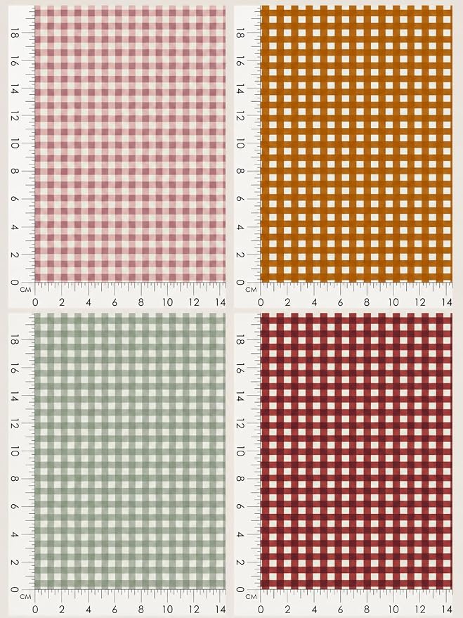 Gingham Cotton Fabric Bundle, 5 Coordinating Checkered Fabric Panels, 23.6 x - Image 7