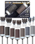 28Pcs Sanding Drums Sandpaper Sticks Set for Dremel Rotary Tool with 1/8" Shank, 180/240/320/600/1000/1500/2000 Grits Different Meet More Needs for Metal Rust Removal/Stone Grinding/Jade Polishing