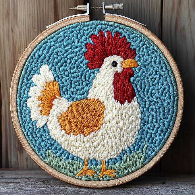 DIY Punch Needle Kits Cute Cartoon Rooster by Unknown