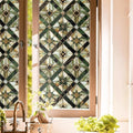 Boho Golden Vintage Geometric Dark Green Ethnic Stained Glass Window Films by Unknown