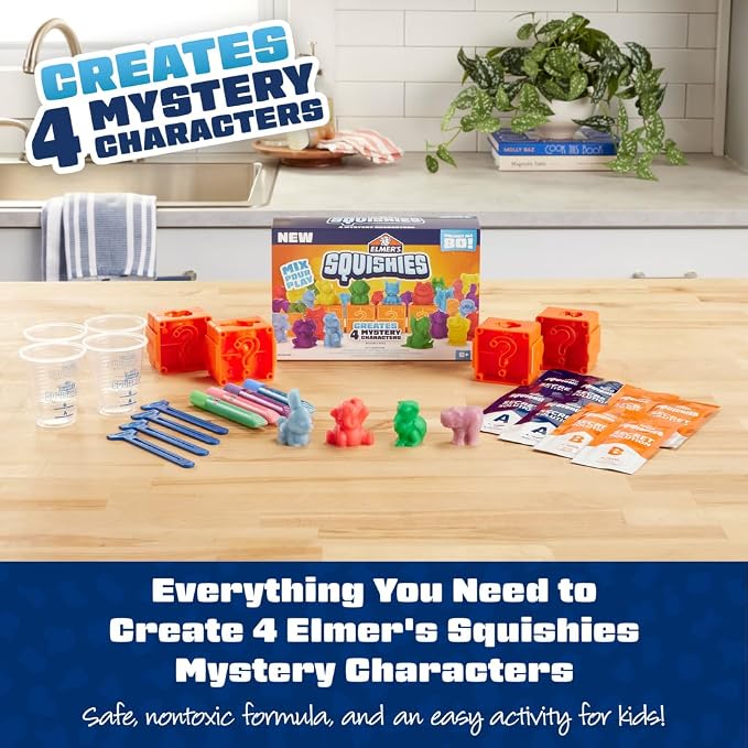 Elmer's Squishies Kids’ DIY Activity Kit, Creates 4 Mystery Characters - Image 3