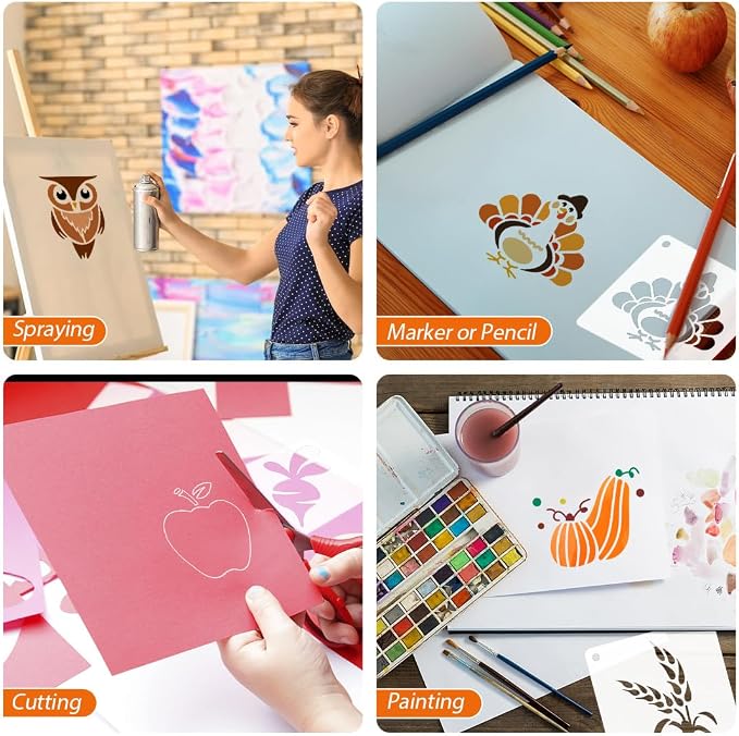 50 PCS Fall Painting Stencils Reusable Fall Stencils - Image 6