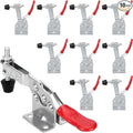 Chfine 10 Pack Toggle Clamps, Hold Down Clamp 220Lbs Holding Capacity Quick Release Horizontal Clamps with Rubber Pressure Tip for Woodworking Jigs and Fixtures, Welding, Drill Press, Crosscut Sled